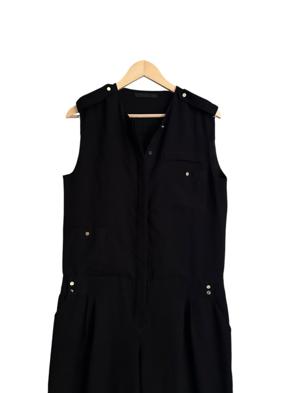 Jenni Kayne Black Sleeveless Silk Lined Jumpsuit Sz Small Minimalist Wide Leg - Picture 7 of 10